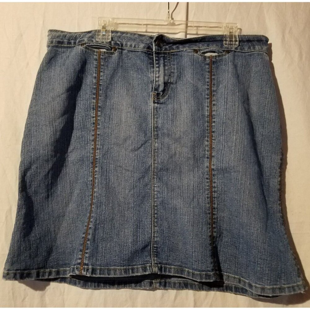 No Boundaries Jean Denim Skirt Size 13 Juniors Zigzag Stitching